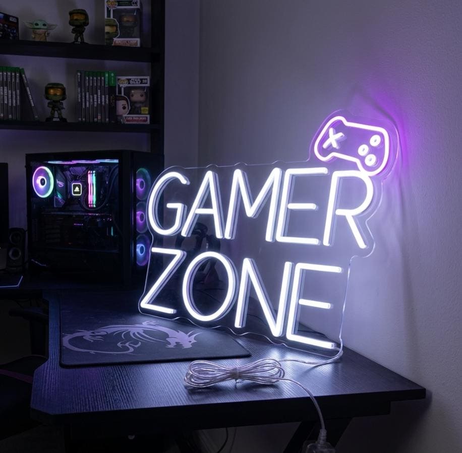 Custom Gaming Neon Sign - Level Up Your Game Room Decor - Personalized Gamer Gift for Him/Her - LED Wall Art, Just One More,Gamer Zone Light