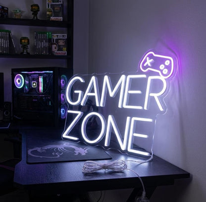 Custom Gaming Neon Sign - Level Up Your Game Room Decor - Personalized Gamer Gift for Him/Her - LED Wall Art, Just One More,Gamer Zone Light