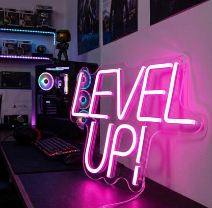 Custom Gaming Neon Sign - Level Up Your Game Room Decor - Personalized Gamer Gift for Him/Her - LED Wall Art, Just One More,Gamer Zone Light