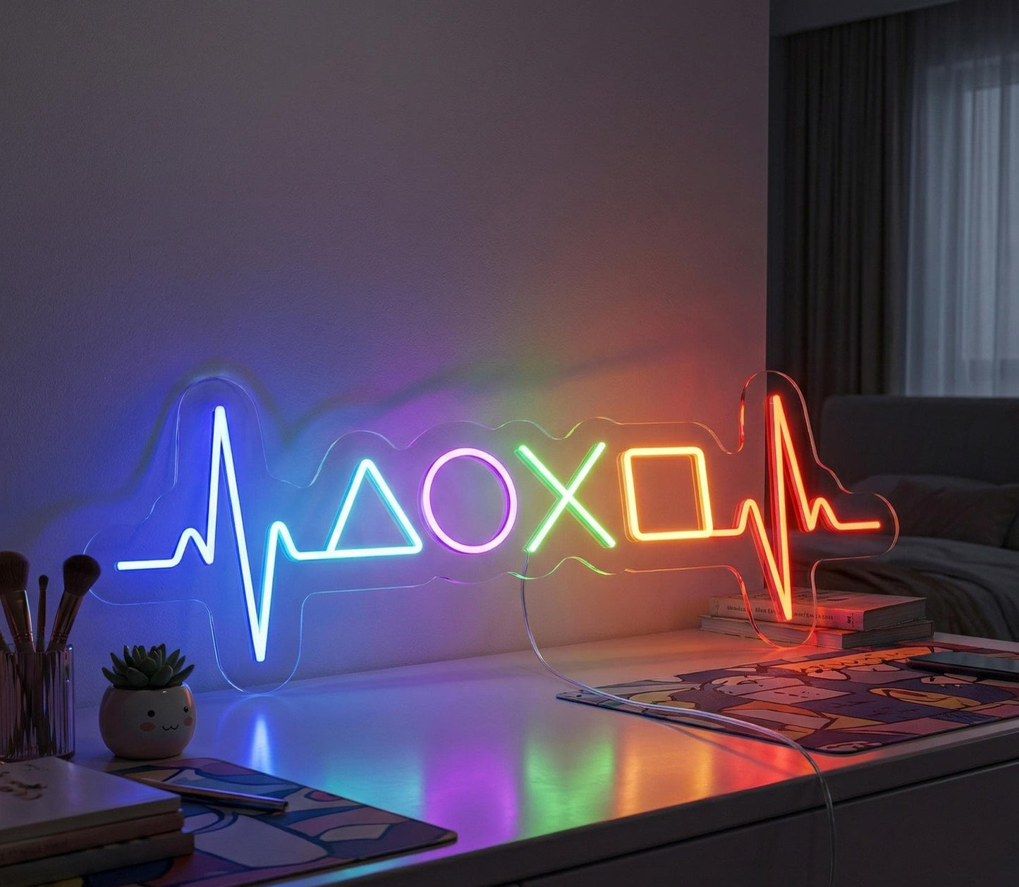 Custom Gaming Neon Sign - Level Up Your Game Room Decor - Personalized Gamer Gift for Him/Her - LED Wall Art, Just One More,Gamer Zone Light