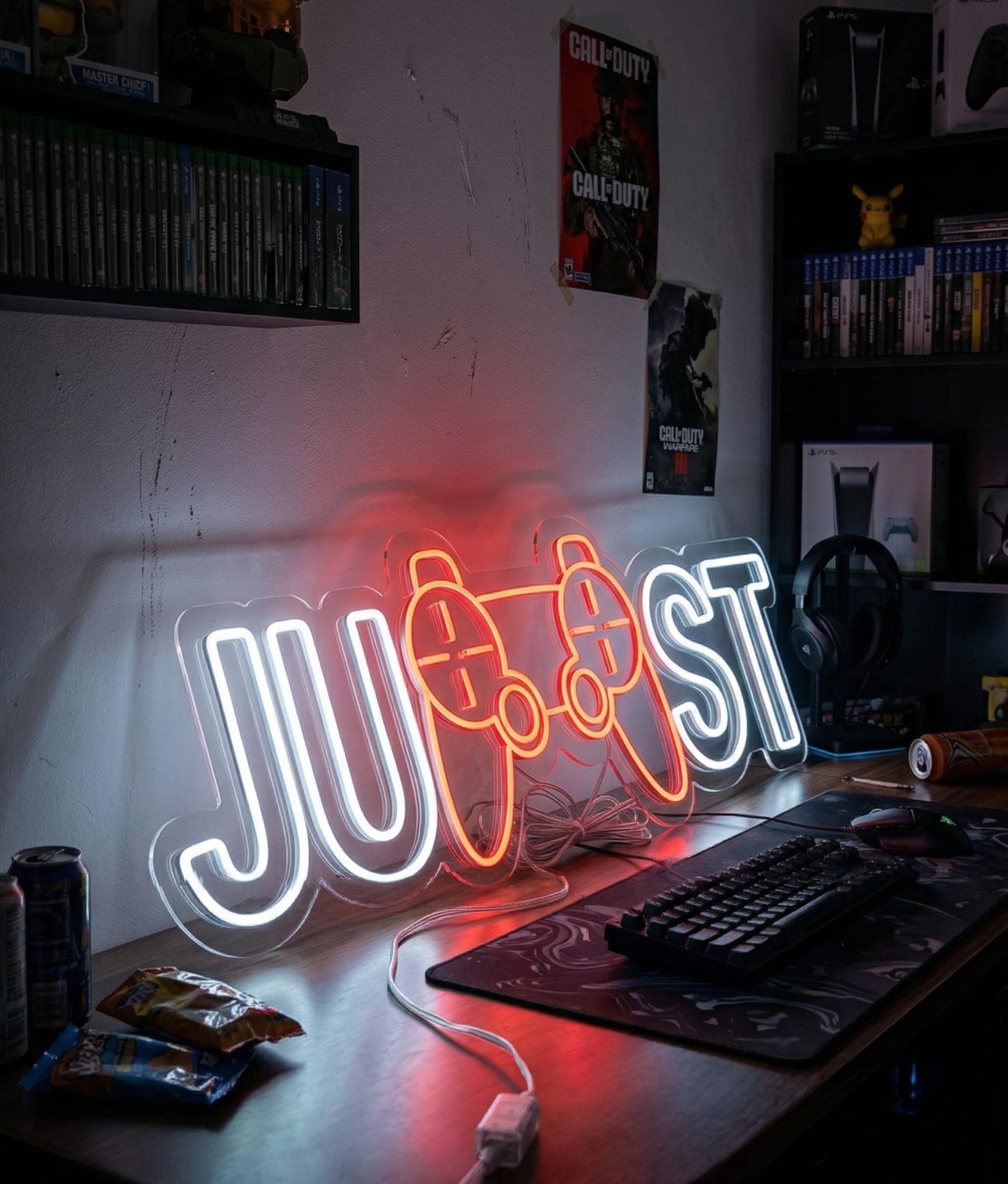 Custom Gaming Neon Sign - Level Up Your Game Room Decor - Personalized Gamer Gift for Him/Her - LED Wall Art, Just One More,Gamer Zone Light