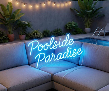 Custom Pool Neon Sign Outdoor Patio Decor | Personalized Poolside Name Light | Tropical Bar Wall Art | Summer Backyard Party Led Neon Lights