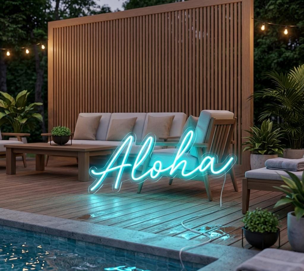 Custom Pool Neon Sign Outdoor Patio Decor | Personalized Poolside Name Light | Tropical Bar Wall Art | Summer Backyard Party Led Neon Lights
