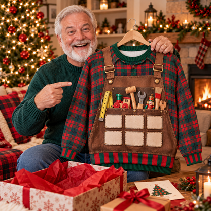 Grandpa's workshop ugly Christmas sweater as a Christmas gift